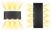 wandlamp ovaal zwart - binnenlamp - buitenlamp - waterdicht - LED - 8 lichtpunten- Aluminium