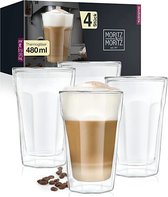 Dubbelwandige latte macchiato-glazen, koffieglas, theeglazen - mokkakopjes , Koffiekopjes , espressokopjes - kopjes - Cappuccino kopjes 4 x 480 ml