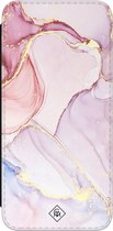 Casimoda® bookcase - Geschikt voor Samsung Galaxy S21 FE - Hoesje met pasjeshouder - Marmer roze paars - Paars - Kunstleer