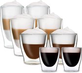 Latte Macchiato glazen set (2 x 4 maten) dubbelwandige glazen latte macchiato, dubbelwandige koffieglazen, theeglazen, cappuccinoglazen, thermoglazen,