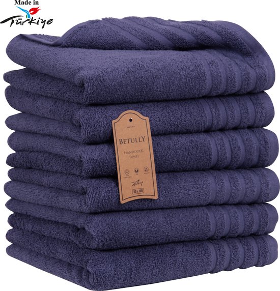 Veehaus Leiroy - Handdoeken 50 x 100 cm - set van 6 - Hotelkwaliteit – Zware kwaliteit 500 g/m2 Blauw
