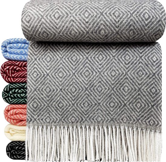 Wollen Plaid - STOCKHOLM - Grijs (140x200cm) 100% Wol - Plaids.shop®