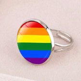 Regenboog ring - Ring - verstelbare ring - pride ring - LGBT RING - RING PRIDE - Gay - lesbian - trans - cadeau - kado - geschenk - gift - verjaardag - feestdag - verassing - pride - respect - ecual - gelijk - lgbt - bi