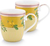 Pip Studio La Majorelle Yellow - mugs - set/2 - 145ml - porcelaine - mugs jaunes - vaisselle jaune