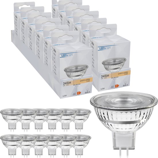 LongLife LED Spotje met GU5.3 fitting - 12V Laagspanning - Warm wit licht - 2W (35W) - 12PACK