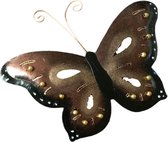 Floz Design metalen vlinder - vlinderdecoratie voor aan de muur - binnen of buiten - bruin - maat groot