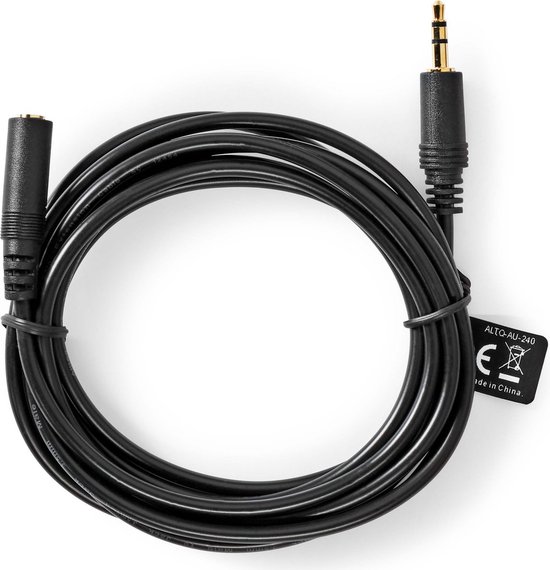 Rallonge stéréo Jack 3.5 mm noire – 15 m – 1PEC'CABLES