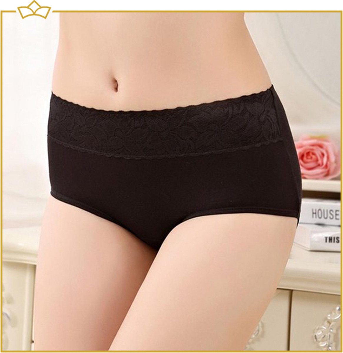 ATTREZZO® Menstruatie ondergoed - slip - maat S/M - Zwart