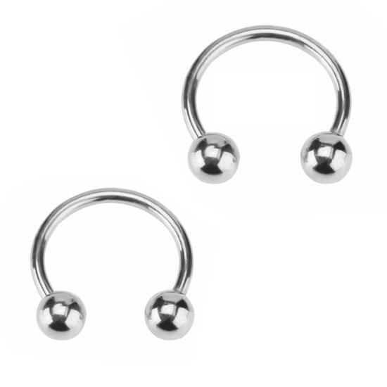 Fako Bijoux® - Piercing Barbell Circulaire - Fer à Cheval - 10mm - Argenté - 2 Pièces