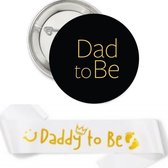 Ensemble ceinture et bouton Daddy to Be blanc, noir et or - ceinture - bouton - papa - enceinte - naissance - enceinte