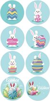 Paas Sticker - Sluitsticker - 8 assorti - Sluitzegel Pasen - Happy Easter - Paaseieren - Eitjes - Ei - Konijn | Kaart - Envelop | Fijne Paasdagen - Paasfeest | Kids - Kind | Envelop stickers | Cadeau - Gift - Cadeauzakje - Traktatie | Chique inpakken