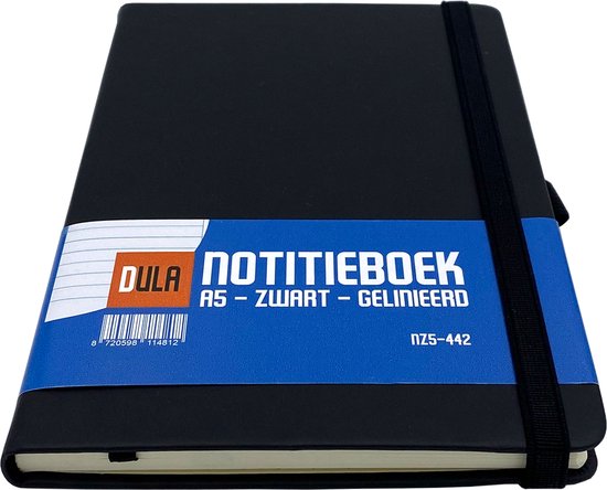 Cahier DULA A5 Zwart ligné avec couverture rigide