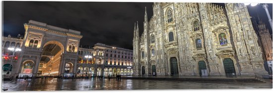 WallClassics - Acrylglas - Santa Maria del Fiore Kathedraal op Piazza Del Duomo Plein in Florence, Italië - 90x30 cm Foto op Acrylglas (Wanddecoratie op Acrylaat)