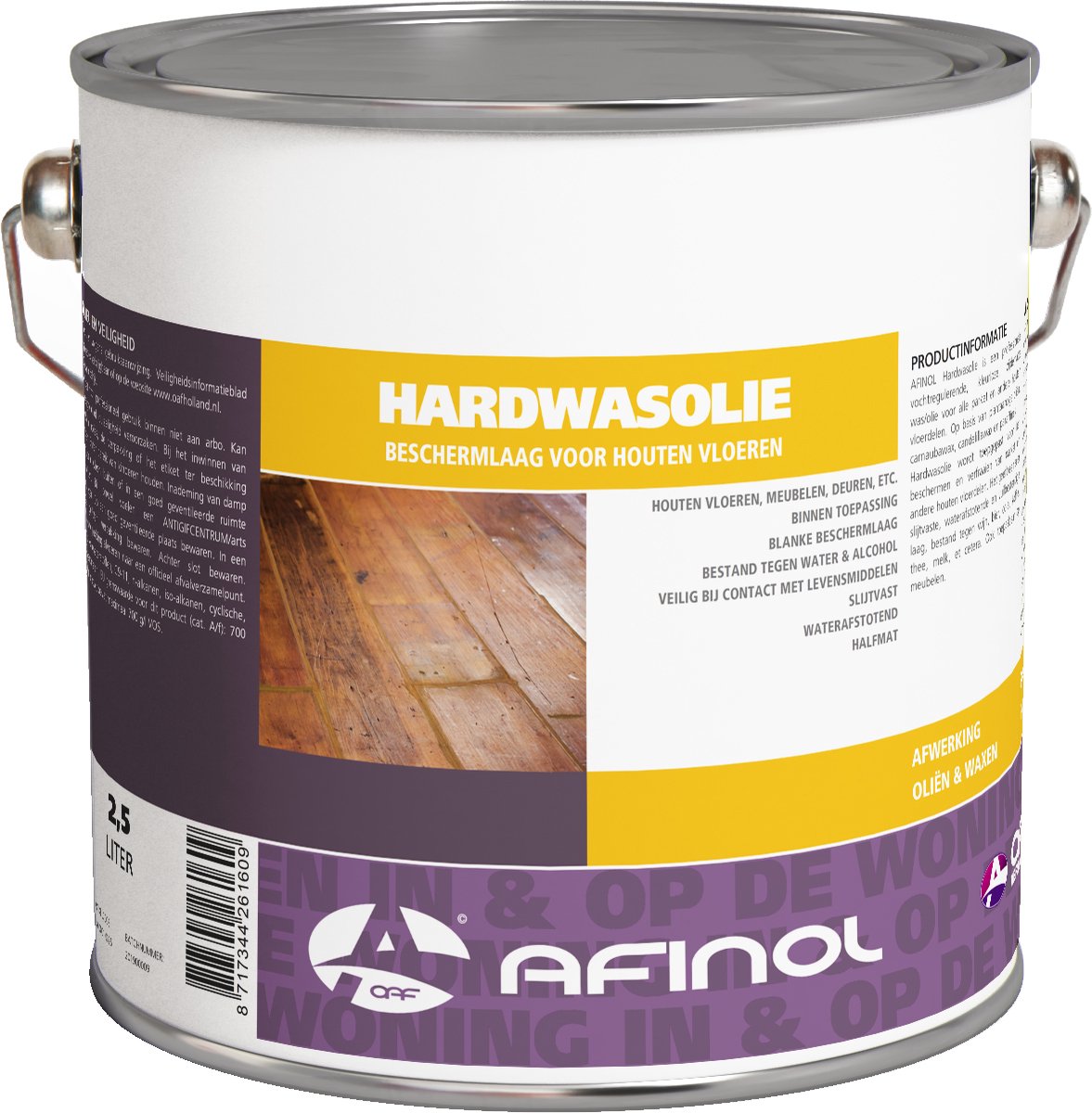 Afinol Hardwasolie 2,5 liter - Meubelolie - Houtolie - Mangohout Olie - Natuurlijke uitstraling - Kleurloos - Voorkomt kringen en vlekken - Waterafstotend - Lotus effect