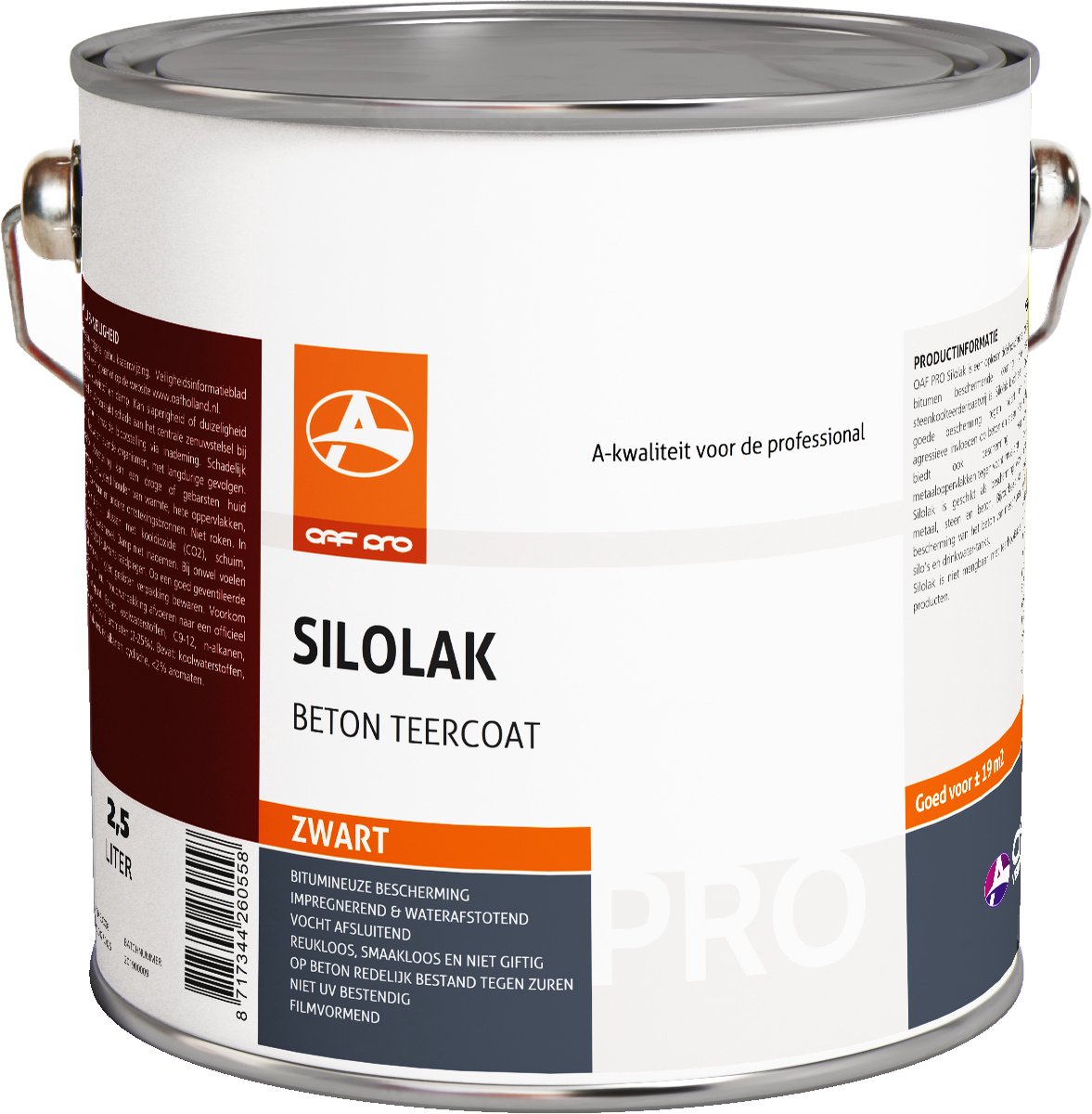 OAF PRO Silolak (Beton Teercoat) 2,5 liter - Bitumenverf - Beschermt betonnen veevoeder- en mestsilo's - Overrijdbaar met landbouwvoertuigen - Na droging niet giftig en reukloos