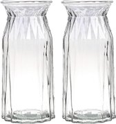 Bellatio Design Bloemenvaas - 2x - helder transparant glas - D12 x H24 cm - vaas