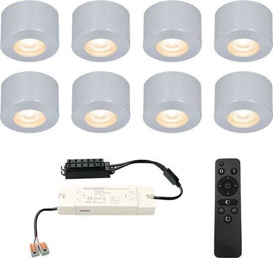 Complete set 8x3W dimbare LED in/opbouwspots Navarra IP44