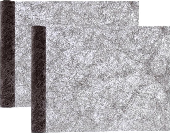 Santex Tafelloper op rol - 2x - zwart - 30 x 500 cm - non woven polyester