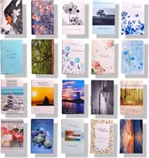 Cards & Crafts 20 Cartes de vœux de condoléances de Luxe Sincères condoléances - 17x12cm - carte pliée avec enveloppe