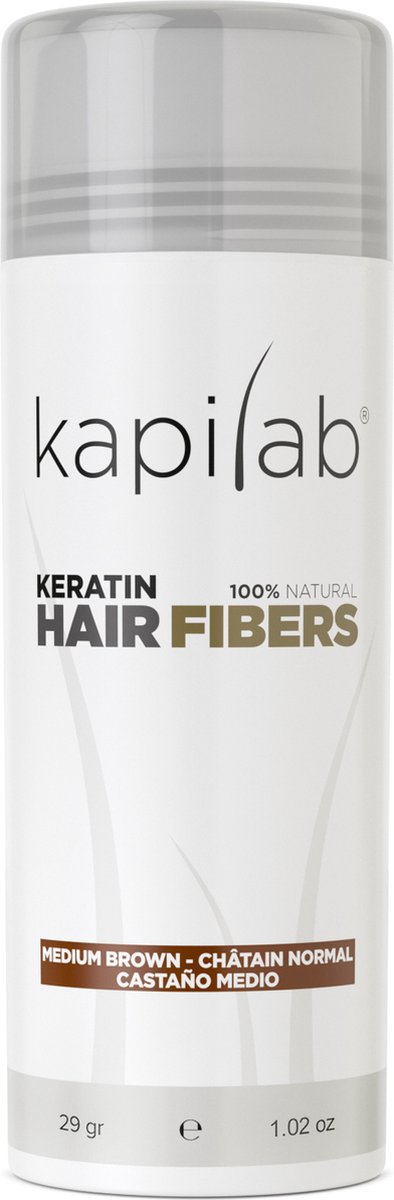 Kapilab Hair Fibers Middenbruin - Keratine haarvezels verbergen haaruitval - Direct voller haar - 100% natuurlijk - 29 gram