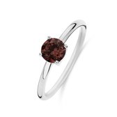 New Bling 9NB-1124-50 Zilveren Ring met Zirkonia Steen - Oranje/Rood - 6mm - Maat 50 - Rhodium - Zilver