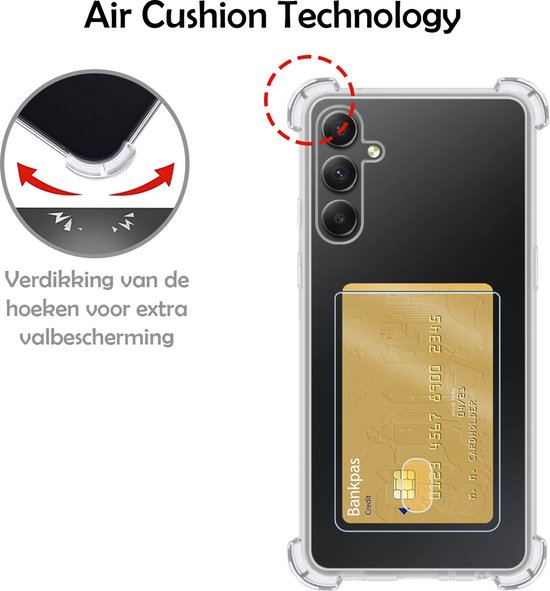 Coque Samsung A34 Porte-cartes Coque Porte-cartes avec protection d'écran - Coque Samsung Galaxy A34 avec porte-cartes Coque - Transparente