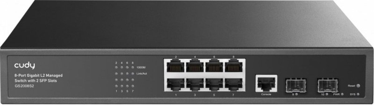 Cudy 8-Port Layer 2 Managed Gigabit Switch with 2 Gigabit SFP Slots