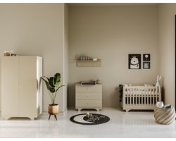 Born Lucky ® Babykamer Rome Babybed & Commode & Kledingkast Verstelbare bodem Clay