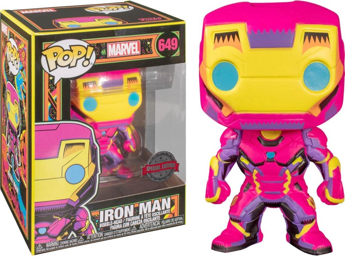 Funko Pop! Marvel: Black Light - Iron Man - US Exclusive | bol.com