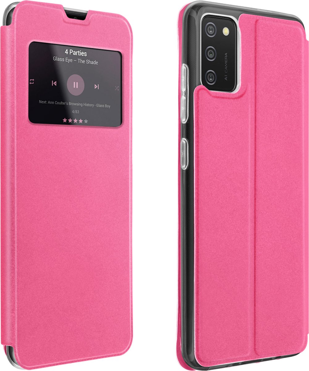 Folio Hoes Geschikt voor Samsung Galaxy A02s talage Kaarthouder Video Houder roze