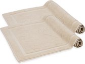 Komfortec Badmat Set - 2 stuks - 50x80 cm - 100% Katoen - Zachte en Absorberende Douchemat/Handdoek - Beige