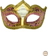 Venetiaans masker Punta Mozart roze-goud - One Size - Volwassenen - Unisex - Een Stuk