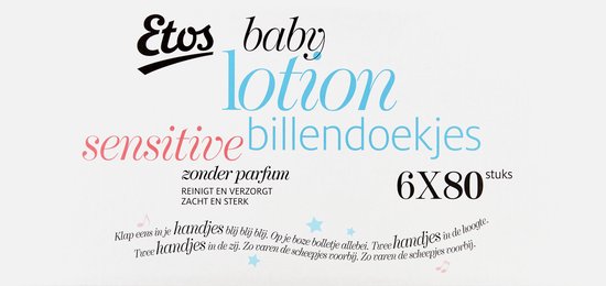 residu Laan Bewusteloos Etos Baby Lotion Sensitive Billendoekjes - 480 stuks (6x80 stuks) | bol.com