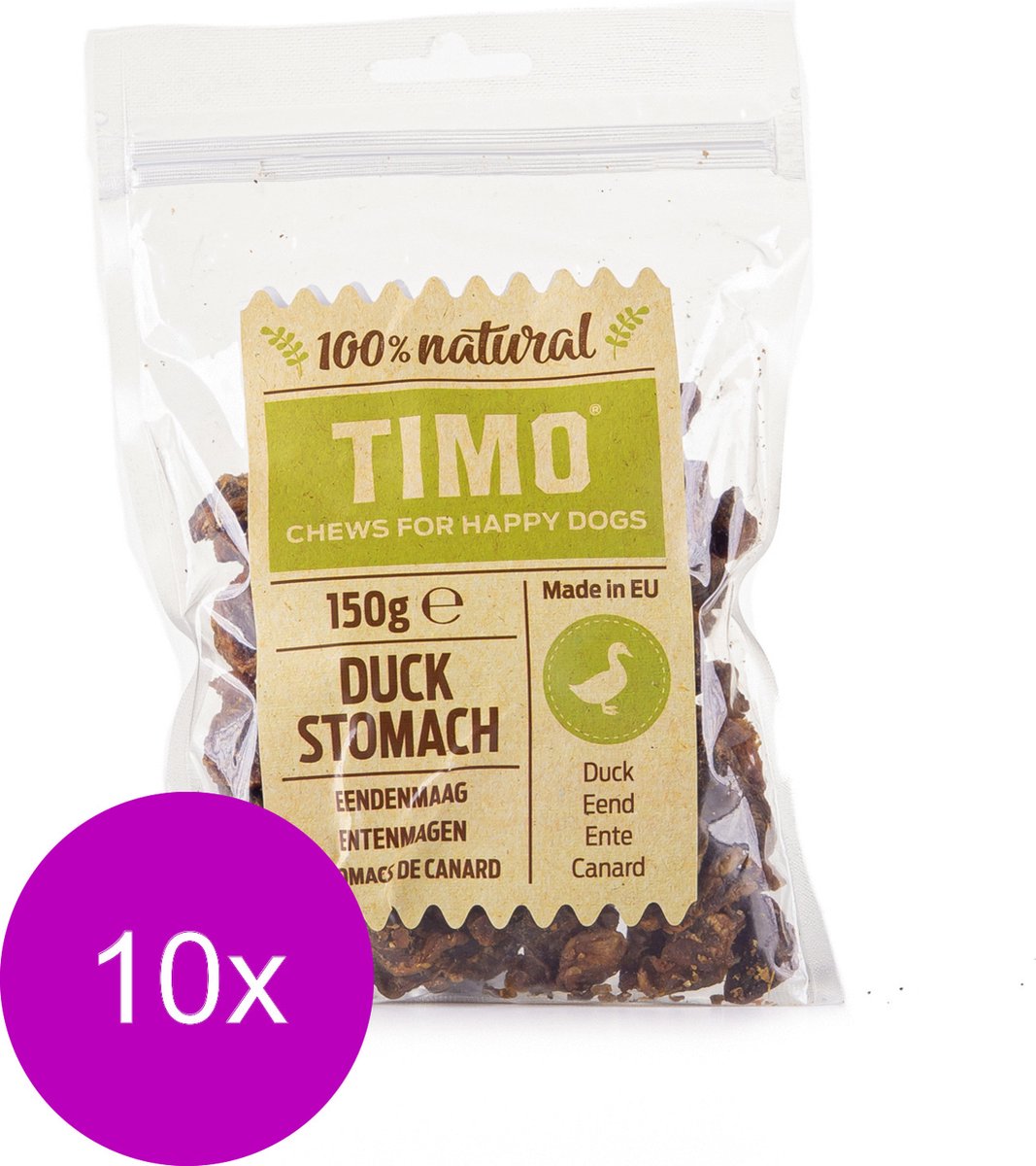 Timo Eendenmaagjes - Hondensnacks - 10 x Eend 150 g