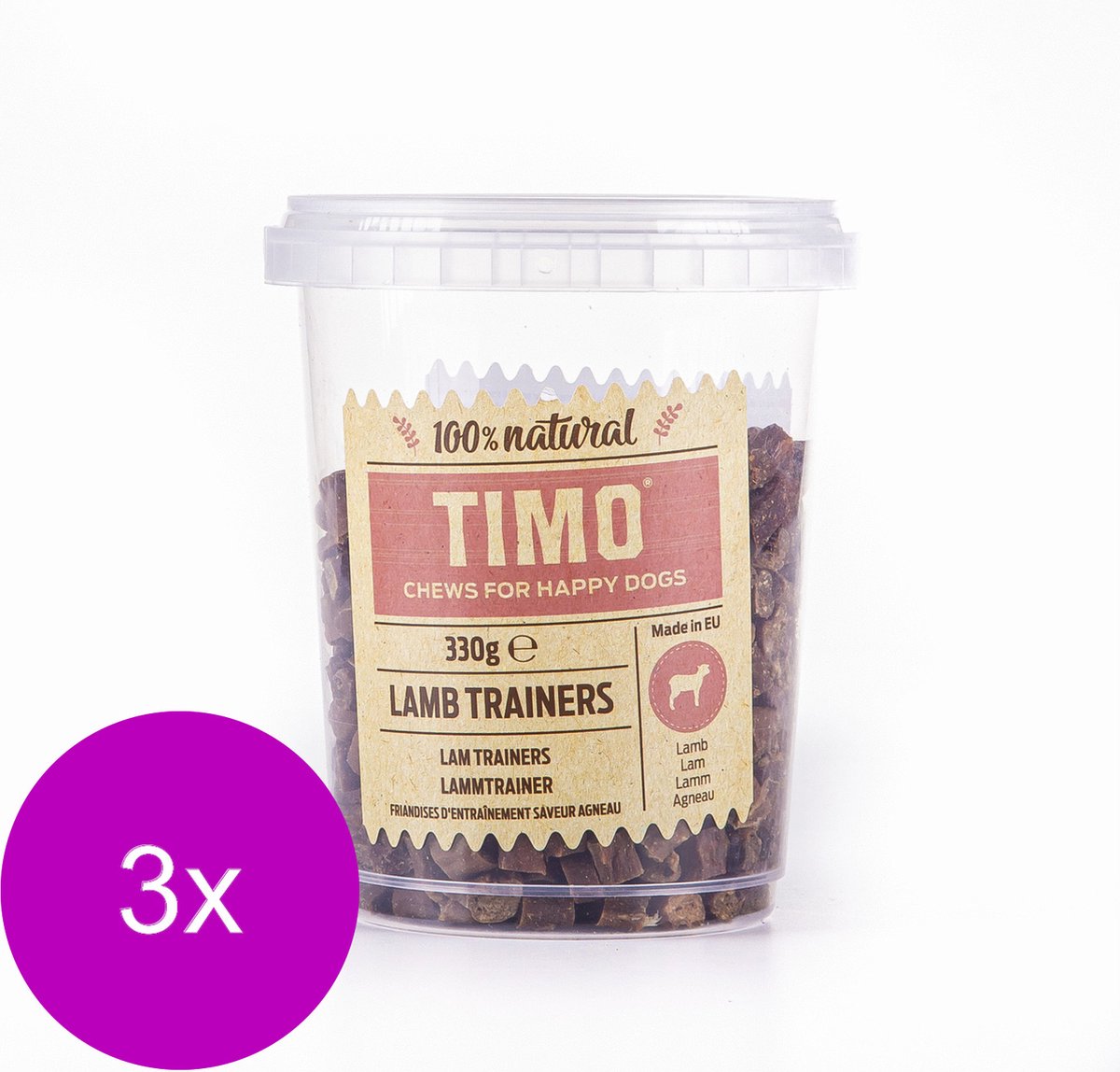 Timo Trainers Lam - Hondensnacks - 3 x 330 g Voordeelemmer