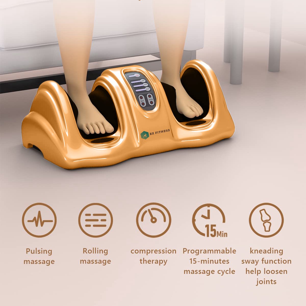 BX Fitness® 3D Voetmassage Apparaat Goud Shiatsu Massage Compressie
