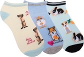 Dames sneaker sokken dieren - prijs per 3 paar - met Elastan