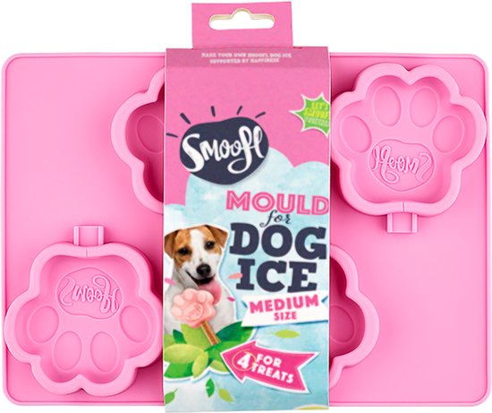 Smoofl pootvormige Silicone Vorm om ijs te maken voor honden, maak snel en gemakkelijk hondenijsjes als een heerlijke veganistische hondensnack om af te koelen, medium Vorm voor 4 ijsjes voor honden