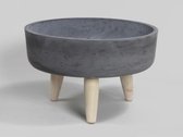 Bloempot Round Clay-fiber Pot W/legs Black Ø37x22.5cm