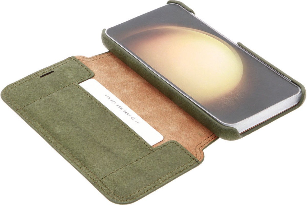 Minim Samsung Galaxy S23 Hoesje Wallet Book Case Echt Leer Groen