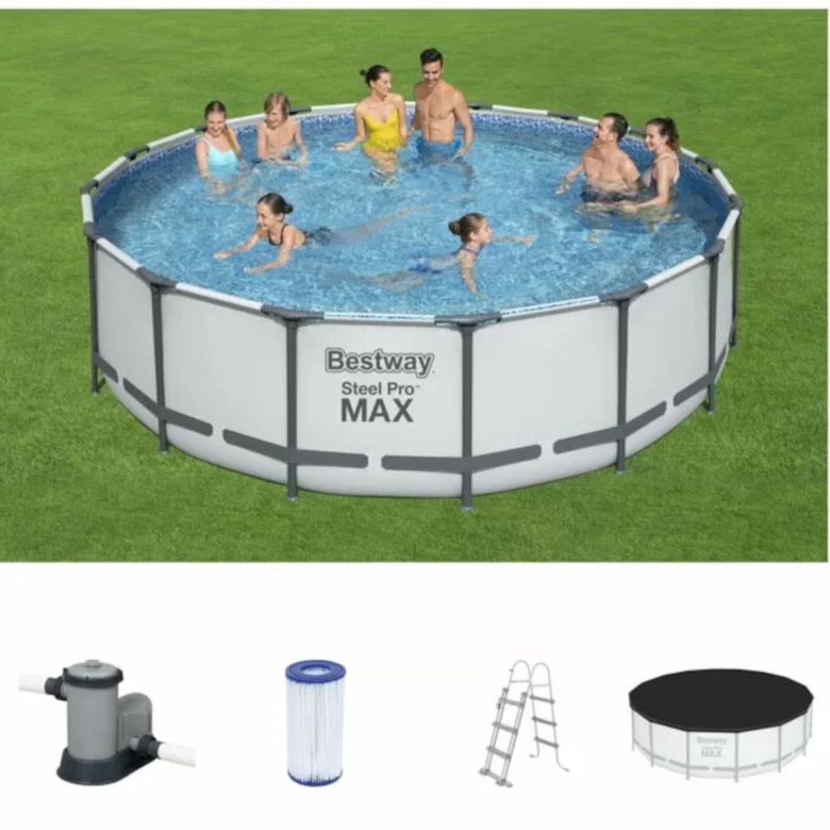 Bestway Steel Pro Max Set Opzetzwembad Rond Ø 488 x 122 cm