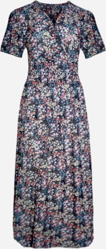 Dames lange jurk met korte mouwen One size S-XL 806 zwart/blauw/roze