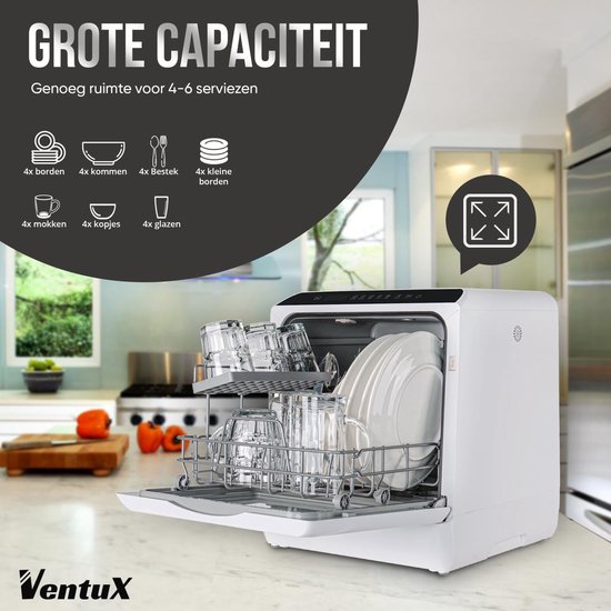 Ventux® Mini Vaatwasser Incl. App – Afwasmachine – 5 Programma's – 900 Watt  – 42,5 x... | bol.com