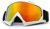 Skibril - Snowboardbril - Crossbril - Wit - Goud Rood Spiegel