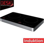 Deski - Dubbele Inductiekookplaat - met Touch Display - 2 x 22 cm kookplaat