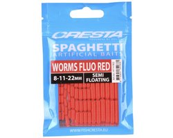 Cresta Spaghetti Worms (8-11-22mm) Semi Floating - Kleur : Worms Fluo Red