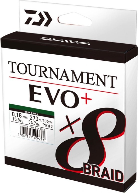 Daiwa Tournament X8 EVO+ Dark Green 135m 0.18 mm 15.80kg