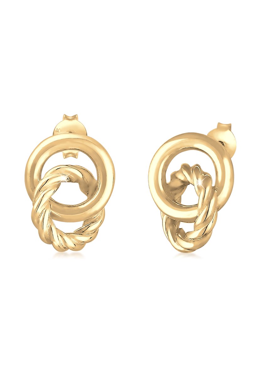Elli - Oorbellen - Dames Cirkel Gedraaide jaren '80 Look in 925 Sterling Zilver Verguld - Dames