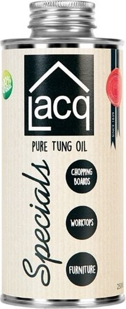 Lacq Tung Olie - Pure Houtolie - Diepe Penetratie - Bescherming en Afwerking - Natuurlijke Glans - Waterafstotend - 250ml