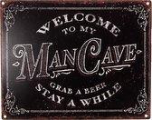 Clayre & Eef Tekstbord 25x20 cm Zwart Ijzer Man Cave Wandbord